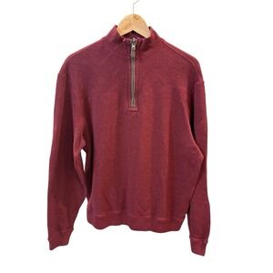 Crémeux Men's Sweater Quater Zip Elbow Pads Sz M Red Classic Preppy Office Cozy